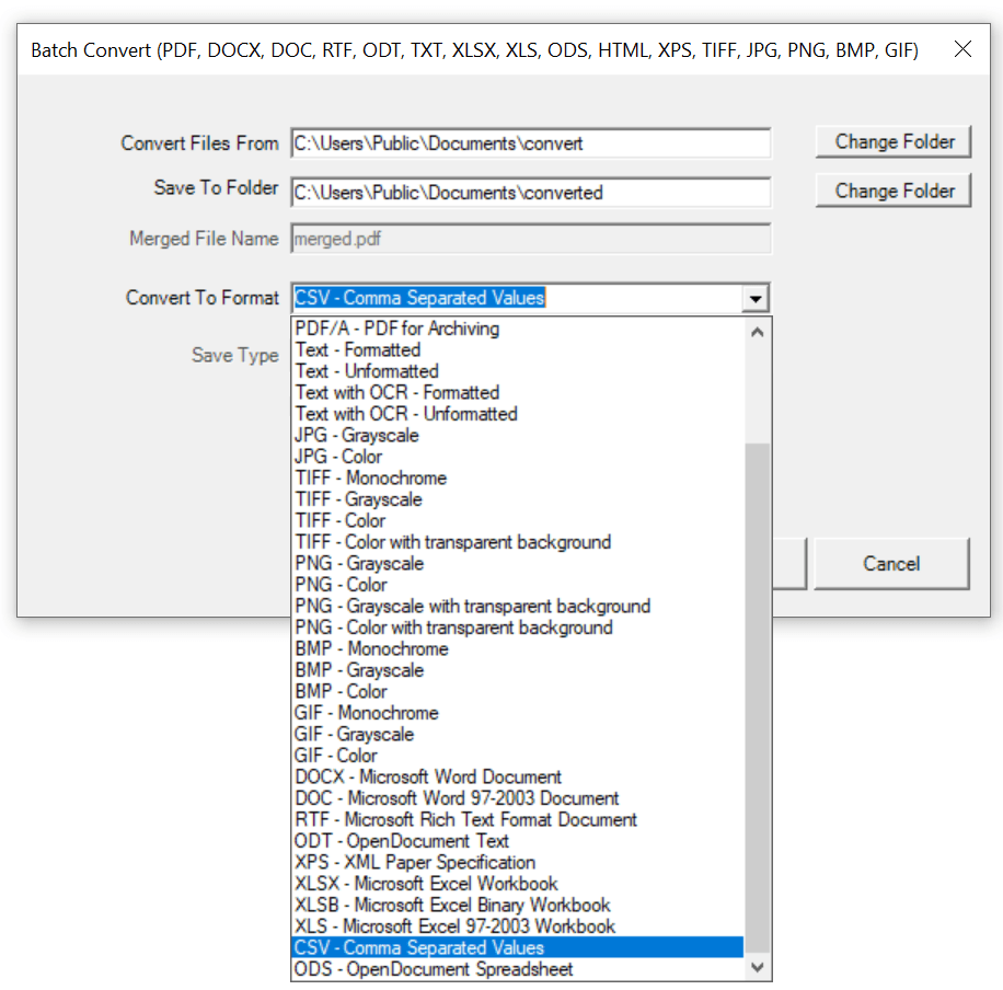 Win2PDF Desktop - Batch Convert XLS to CSV