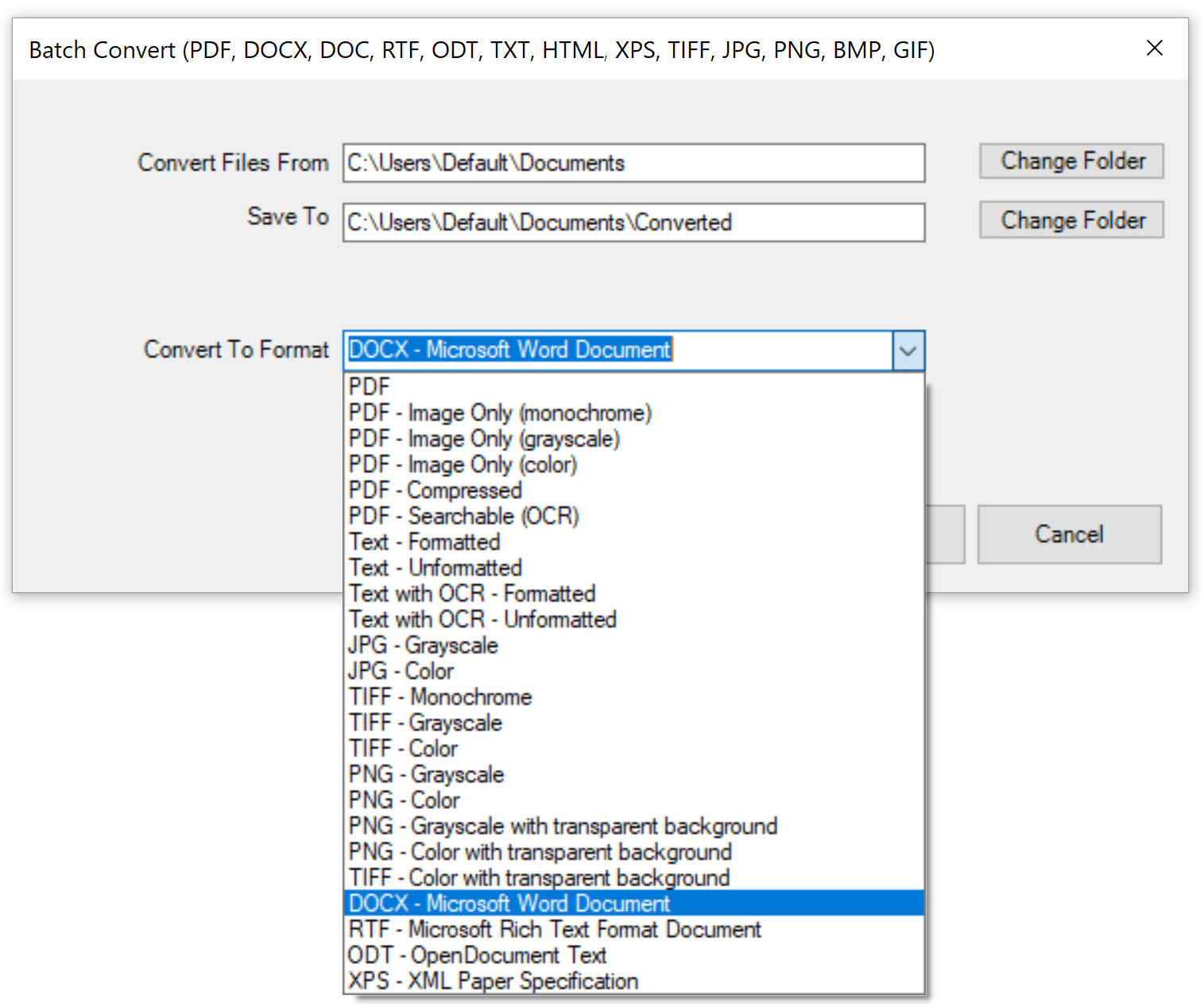 Win2PDF Desktop - Batch Convert DOC to DOCX