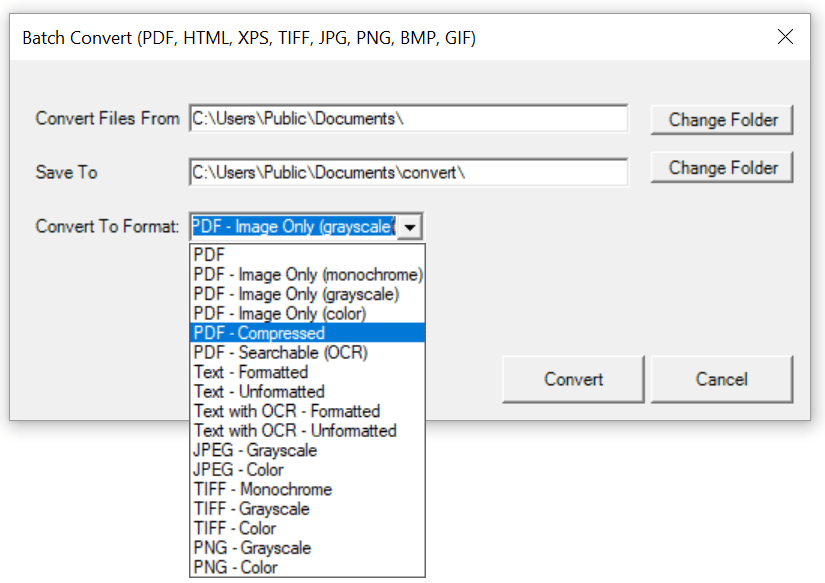 Win2PDF Desktop - Batch Convert GIF to Compressed PDF