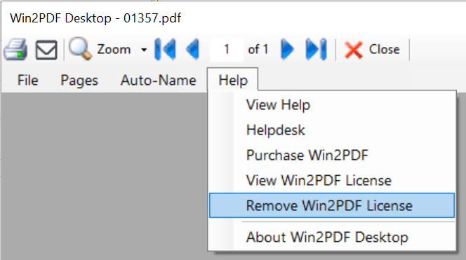 Win2PDF Desktop Remove License