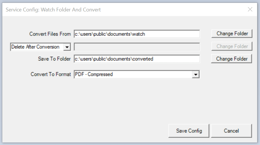 Win2PDF Desktop - Watch Folder Service Config