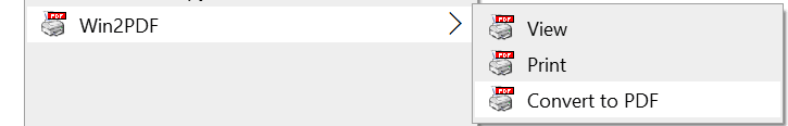 Win2PDF Explorer Convert To PDF Context Menu