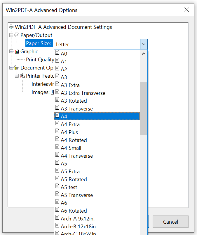 PDF Paper Sizes