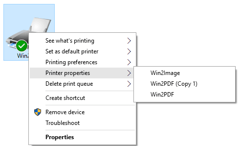 Selecting A Win2PDF Printer
